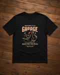 Motorcycle Garage Regular Fit Black T-Shirt | Vintage Biker Graphic | Unisex